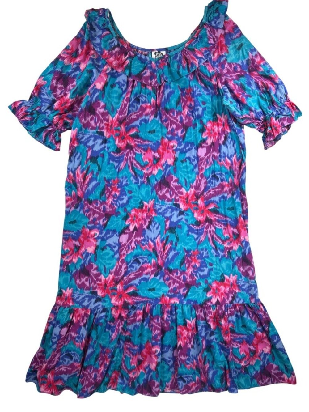 Vtg 90s Hilo Hattie Hawaiian Muumuu Dress Women's 3X Floral Ruffle Resort Cruise